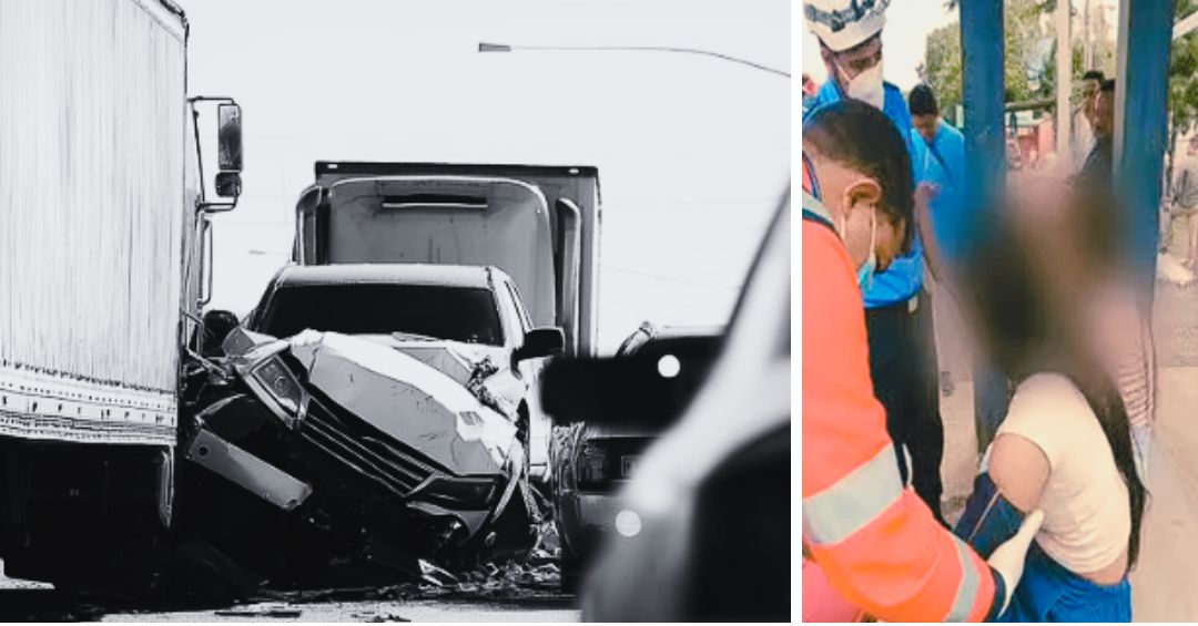 Camión sin frenos choca contra vehículo y queda volcado en carretera ...